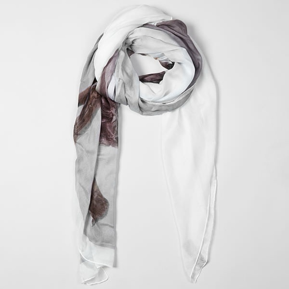 All Saints White and Brown Scarf